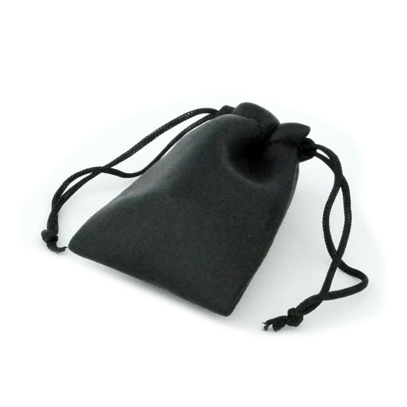 Small Black Leatherette Drawstring Pouch for Jewelry