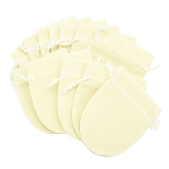Medium Beige High Quality Velvet Round Pouch Bags Party Favors