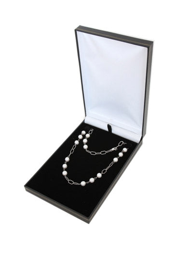 Black Deluxe Leather Necklace Jewelry Display Box