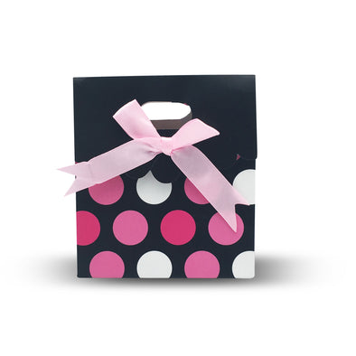 12pcs Pink Polka Dots Bowknot Paper Gift Bag Tote