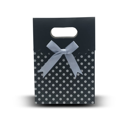 12 pcs Black Polka Dots Paper Shopping Tote (Medium)