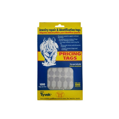Silver Tear-Proof Self Stick Dumbbell Rhino Tags