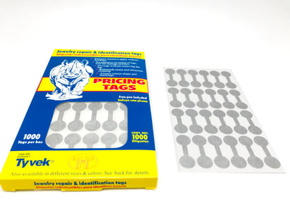 Silver Tear-Proof Self Stick Dumbbell Rhino Tags