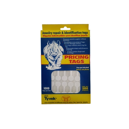 White Tear-Proof Self Sticky Rhino Dumbbell Tags