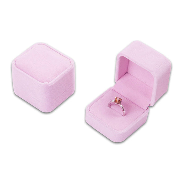Single Deluxe Plush Light Pink Velvet Earring/Ring Box