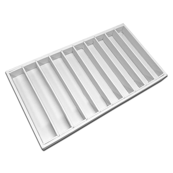 White Leatherette 10 Column Compartment Jewelry Display Tray