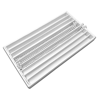 White Leatherette 9 Row Compartment Jewelry Display Tray