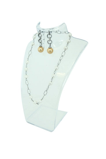Clear Acrylic Single Short Necklace and Earring Jewelry Display