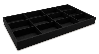 Black Linen 12 Compartment Stackable Jewelry Tray