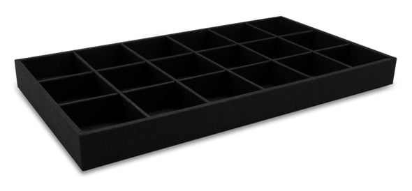 Black Linen 18 Compartment Stackable Jewelry Tray