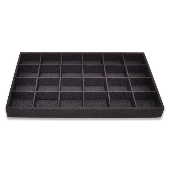 Black Linen 24 Compartment Stackable Jewelry Tray