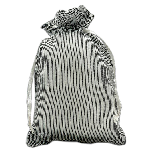 96-Pack Black Striped Weave Organza Drawstring Pouch Gift Bags