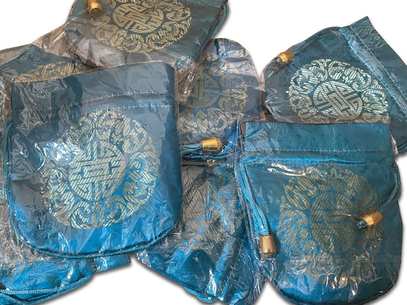 Blue Chinese Soft Drawstring Bag