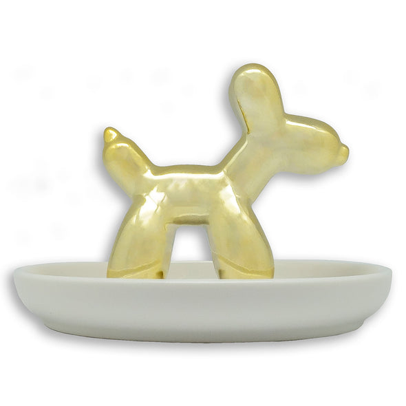 Ceramic Gold Balloon Dog Jewelry Dish