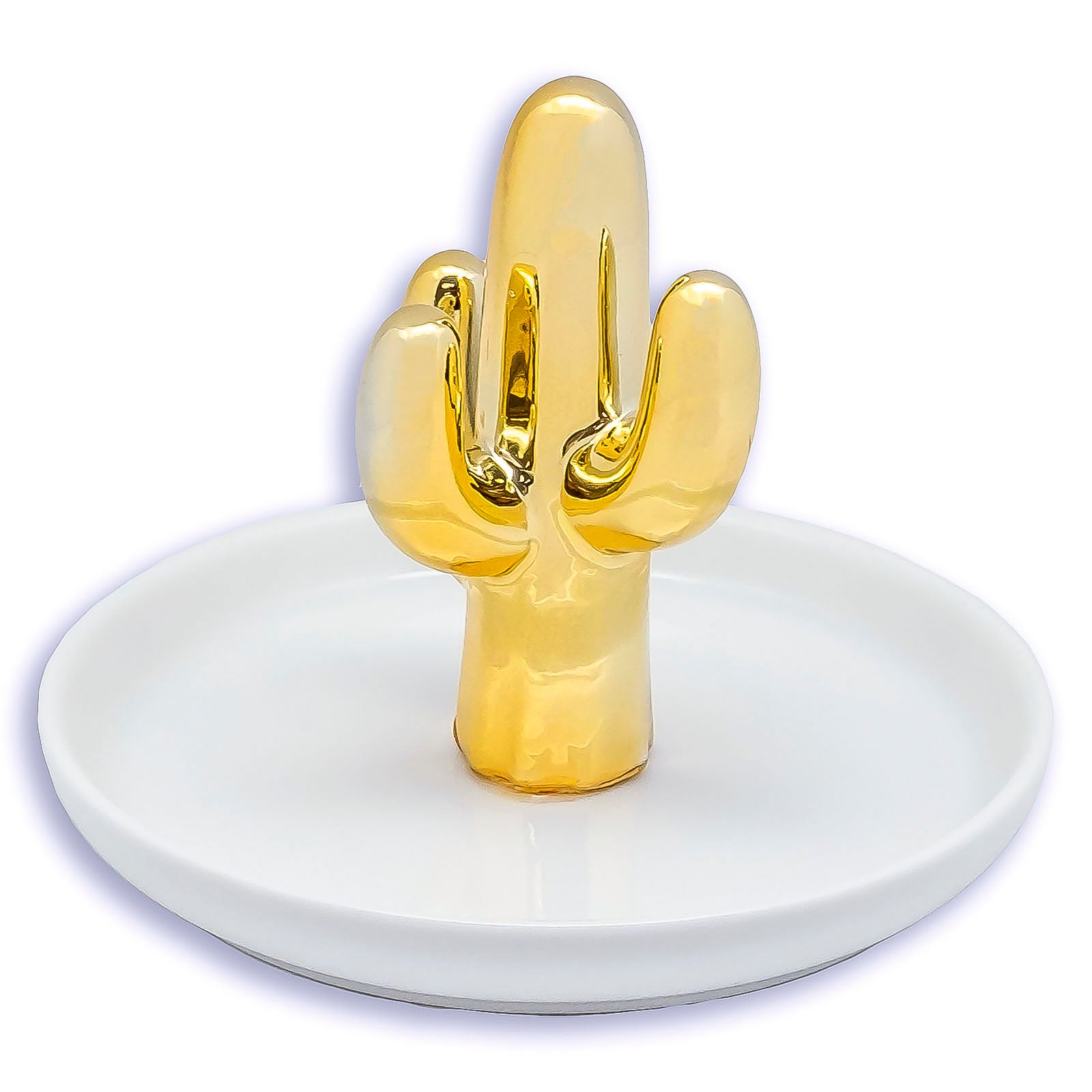 Ceramic Gold Cactus Jewelry Dish