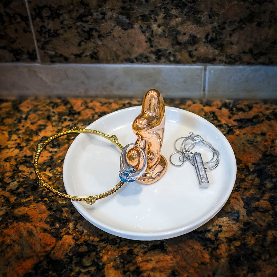 Ceramic Rose Gold Heart Jewelry Dish