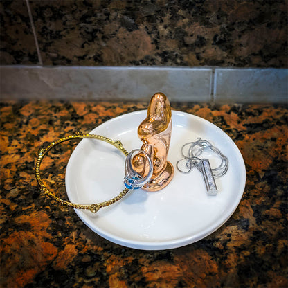 Ceramic Rose Gold Heart Jewelry Dish