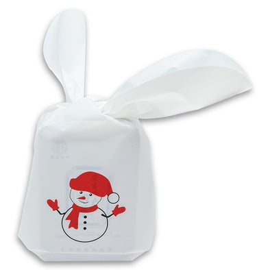 Christmas Snowman Flap-Tie White Plastic Gift Bags