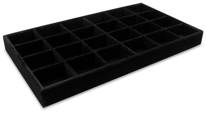 Deluxe Black Velvet 24 Compartment Stackable Jewelry Tray