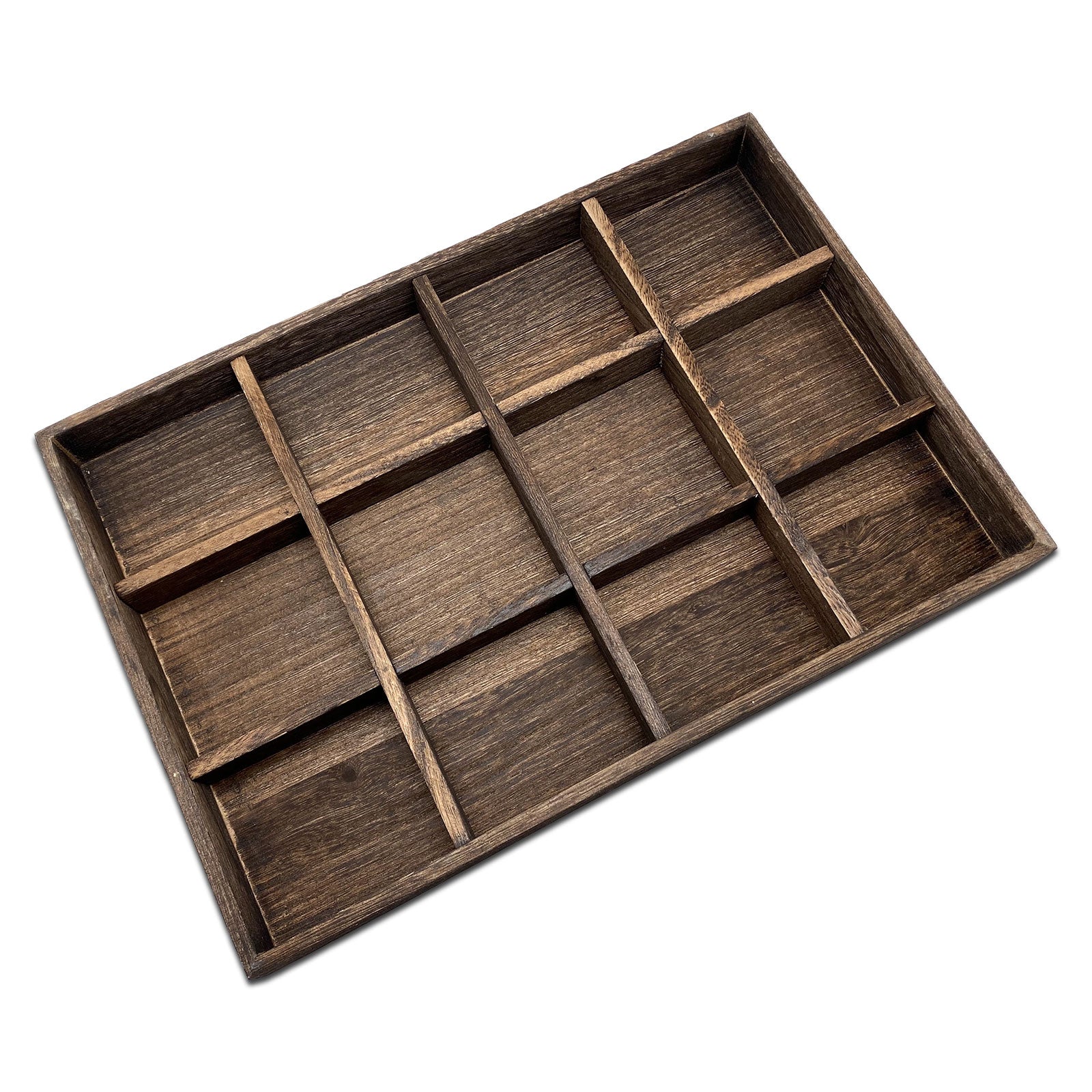 12 Compartment Wood Jewelry Display Tray