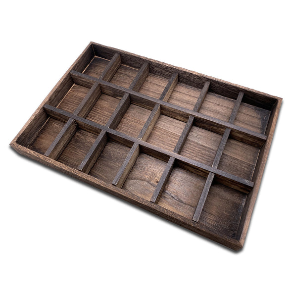 18 Compartment Wood Jewelry Display Tray
