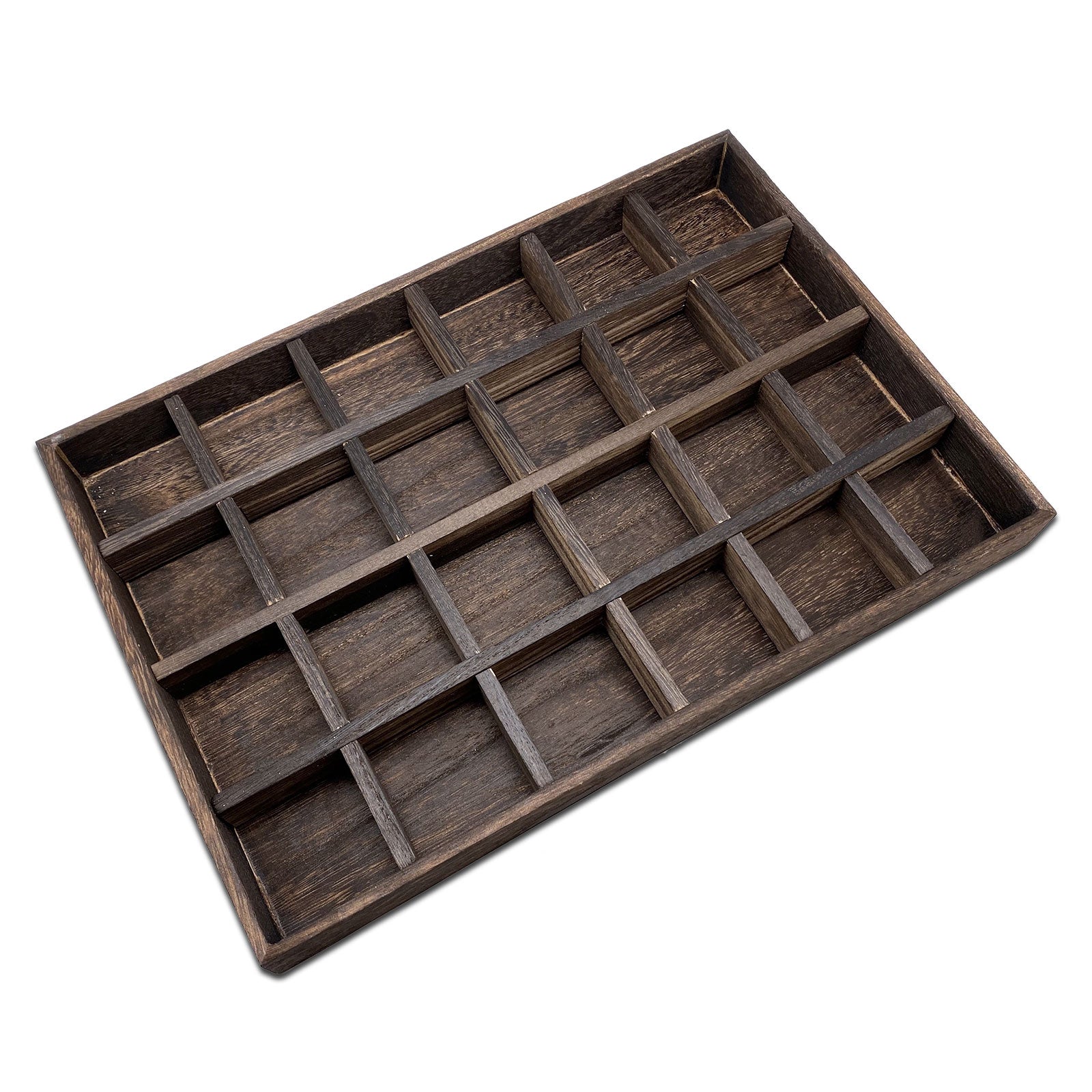 24 Compartment Wood Jewelry Display Tray