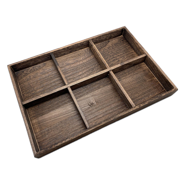 6 Compartment Wood Jewelry Display Tray
