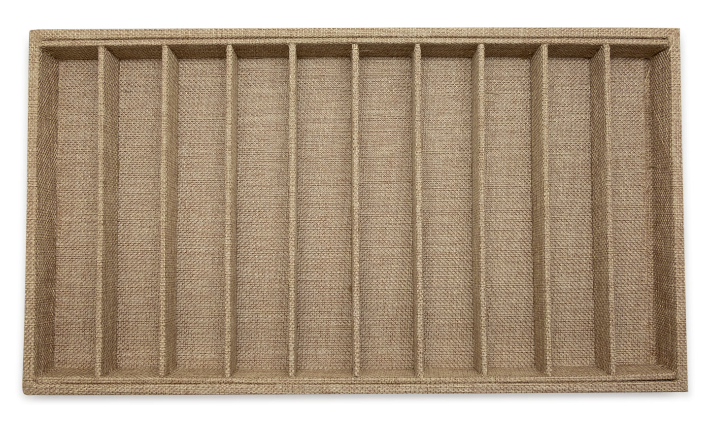 Deluxe Burlap 10 Column Compartment Jewelry Display Tray