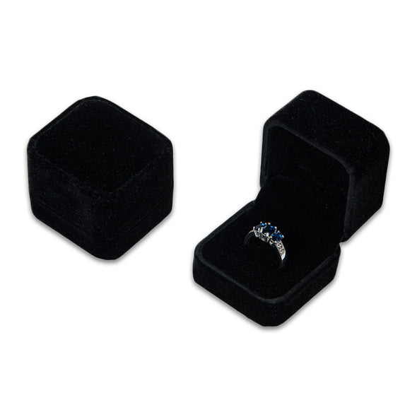 Single Deluxe Plush Black Velvet Earring/Ring Box