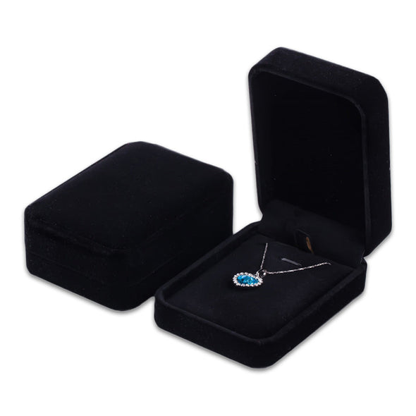 Single Deluxe Plush Black Velvet Pendant/Necklace Box
