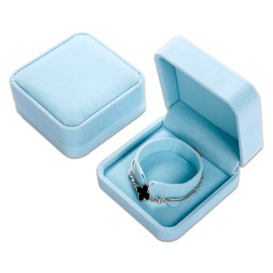 Single Deluxe Plush Light Blue Velvet Bracelet/Watch Jewelry Box