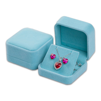 24-Pack Deluxe Plush Light Blue Velvet Earring/Pendant Box