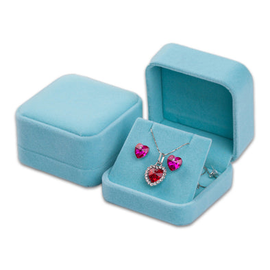 Single Deluxe Plush Light Blue Velvet Earring/Pendant Box