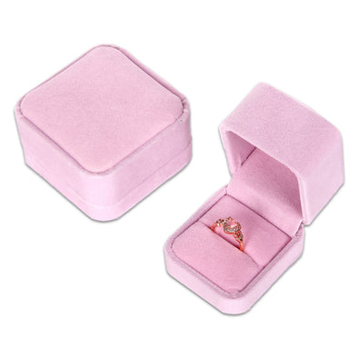 Single Deluxe Plush Light Pink Velvet High-Top Ring Box