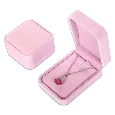 24-Pack Deluxe Plush Pink Velvet Pendant/Necklace Box