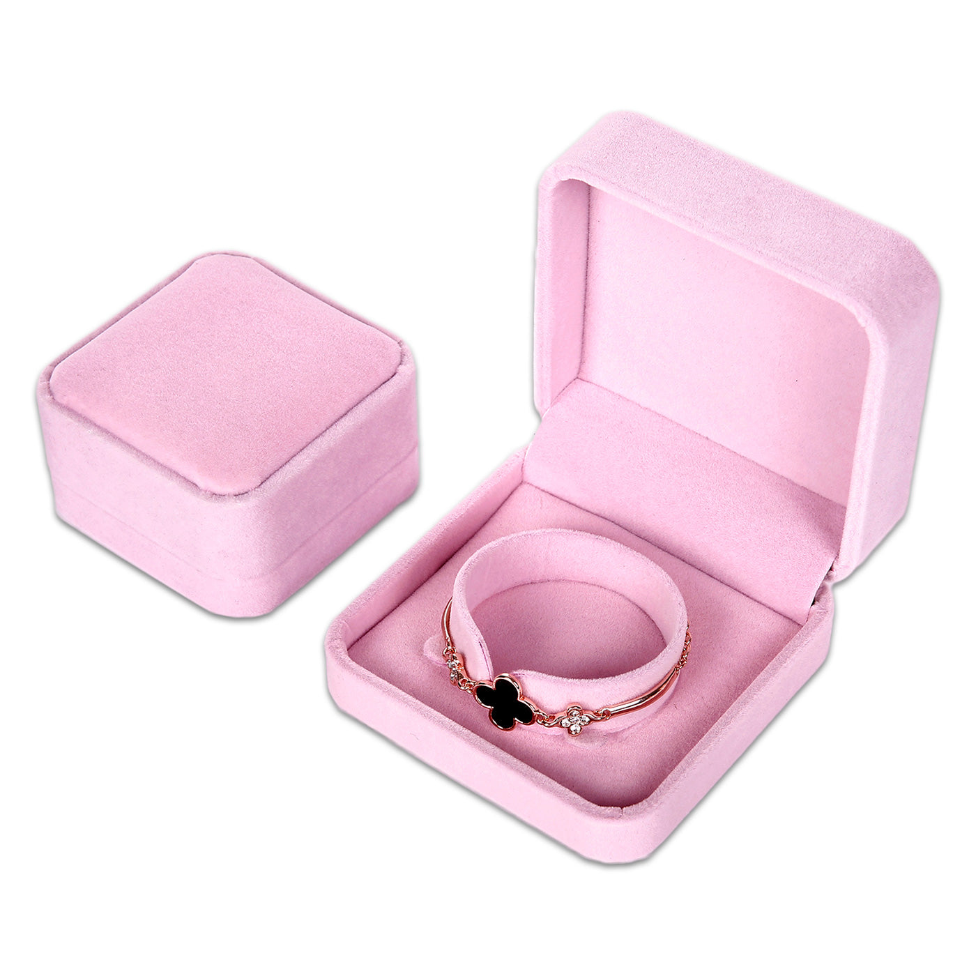 Single Deluxe Plush Pink Velvet Bracelet/Watch Jewelry Box
