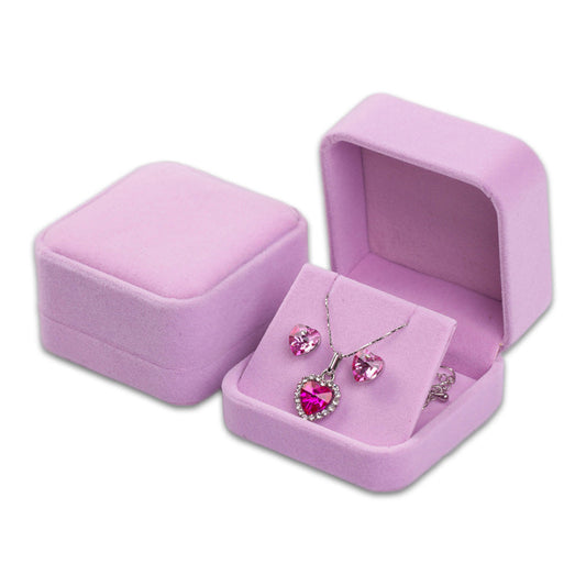 Single Deluxe Plush Pink Velvet Earring/Pendant Box
