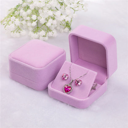 Single Deluxe Plush Pink Velvet Earring/Pendant Box