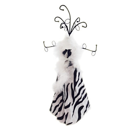 Zebra Dress Necklace and Earing Display Doll