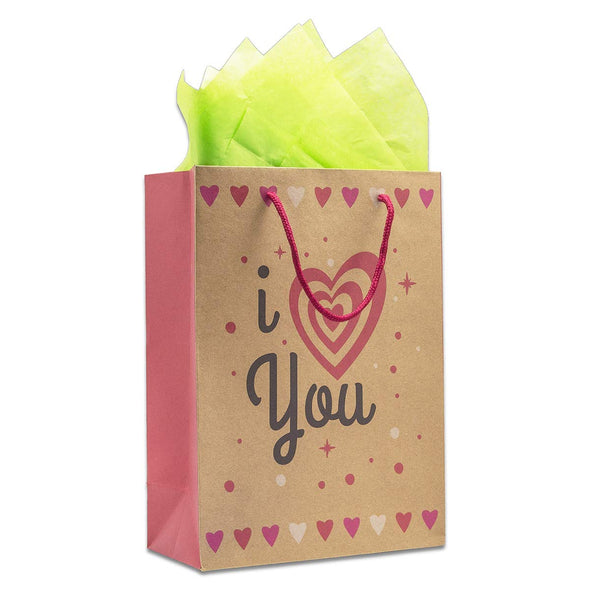 I Heart You Kraft Paper Shopping Gift Bags