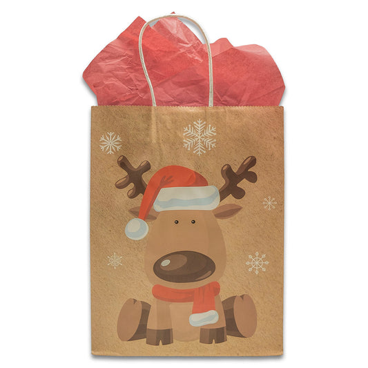 Kraft Paper Christmas Reindeer Shopping Gift Bags