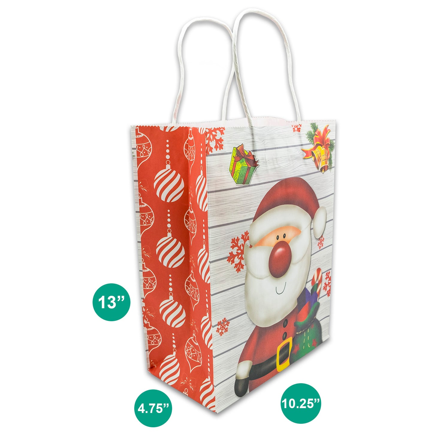 Kraft Paper Christmas Santa Claus Shopping Gift Bags (12-Pack)