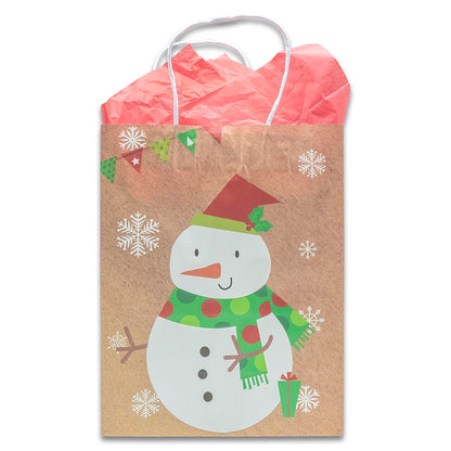 Kraft Paper Christmas Snowman Shopping Gift Bags