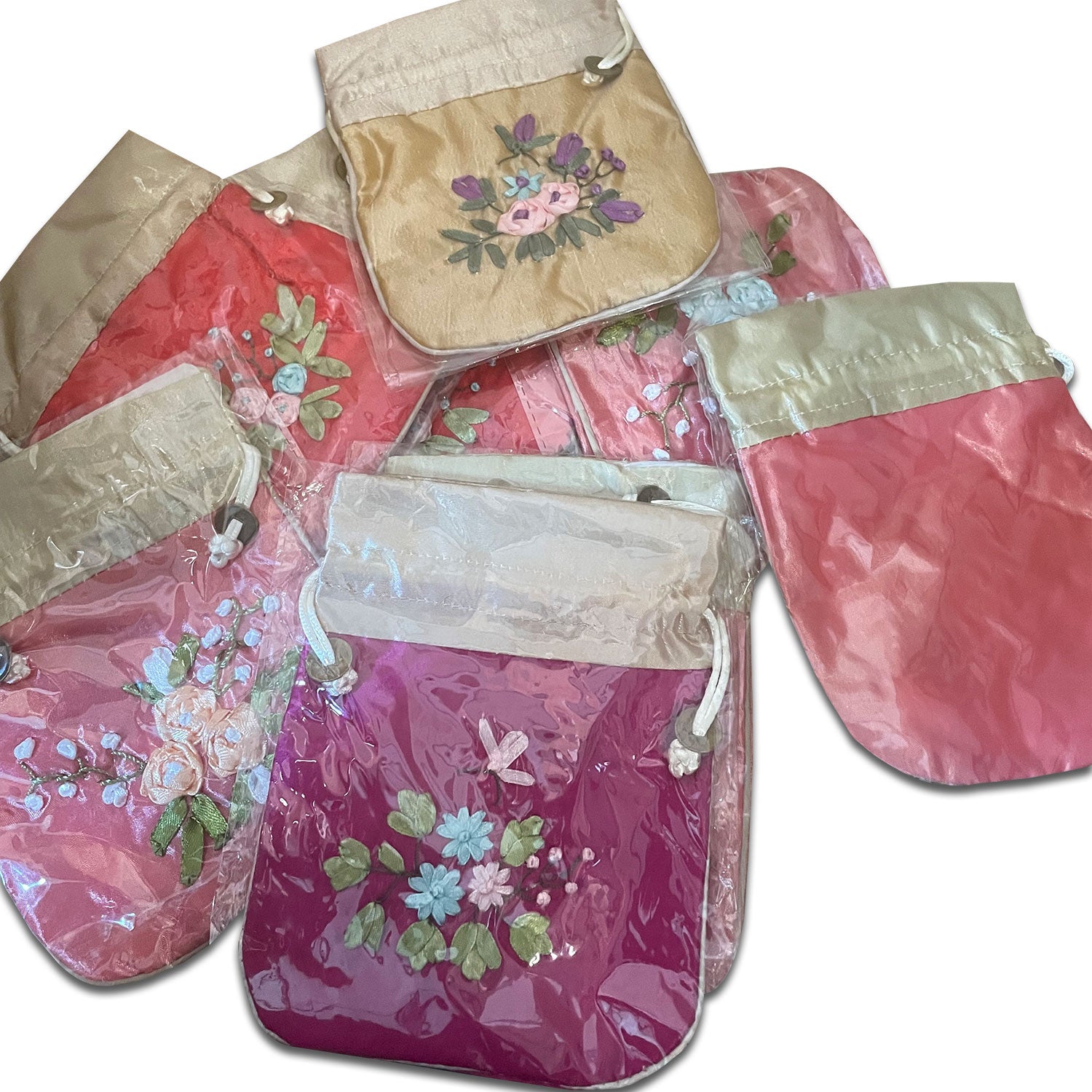 Mixed Color Flower Design Drawstring Bag