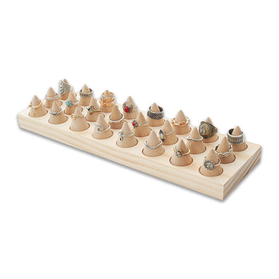Natural Wood 24 Finger Ring Display