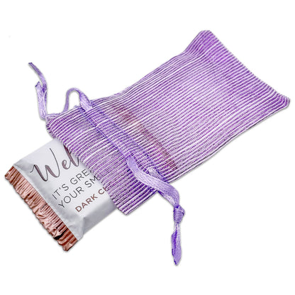 Purple Striped Weave Organza Drawstring Pouch Gift Bags
