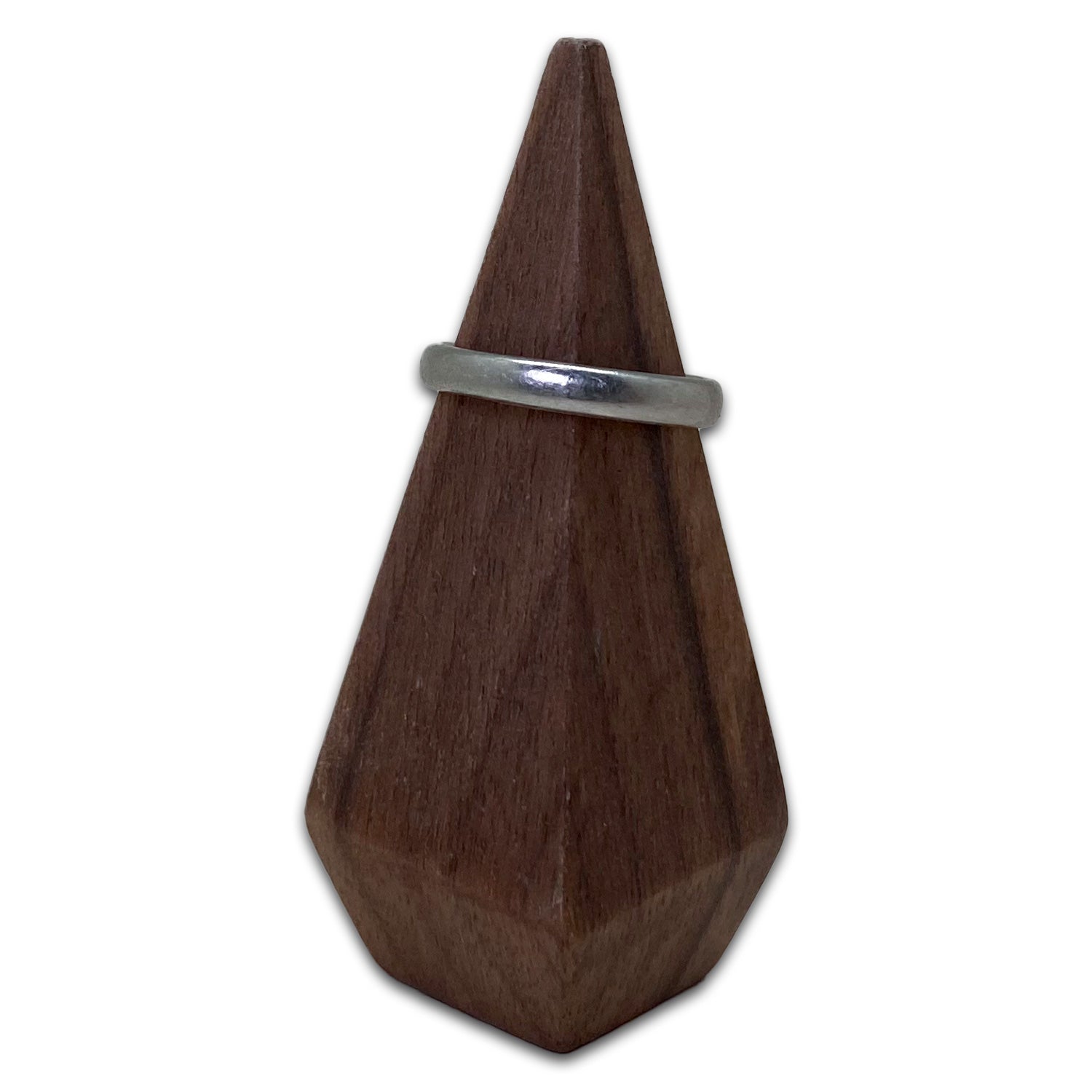 Single Finger Wood Pyramid Ring Stand Display