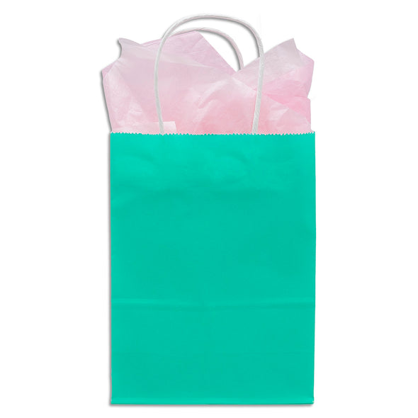 Teal Green Kraft Paper Shopping Gift Bags