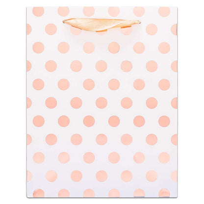 White and Rose Gold Polka Dot Gift Bags