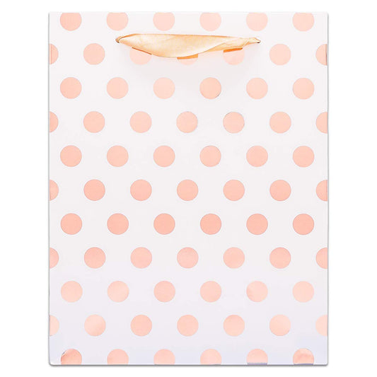 White and Rose Gold Polka Dot Gift Bags